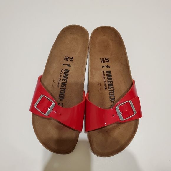 Birkenstock Shoes - Birkenstock Madrid Patent Red Sandals size 37 6